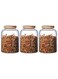 Airtight Glass Storage Jar with Acacia Wood Air-tight Lid,3 Pack Borosilicate Glass Kitchen Canisters 2000ml