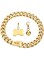 PRADOG Gold Chain Dog Collar with Buckle Bell &amp; Bone Tag 15mm Stainless Steel Chain Collars Cuban Link Dog Collar Designer Puppy Necklace (15mm, 10&quot;)