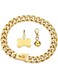 PRADOG Gold Chain Dog Collar with Buckle Bell &amp; Bone Tag 15mm Stainless Steel Chain Collars Cuban Link Dog Collar Designer Puppy Necklace (15mm, 10")