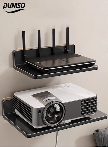 2 Pcs Wireless Wifi Router Shelf Storage Racks&iuml;&frac14;&OElig;Wall Mounted Projector Shelf&iuml;&frac14;&OElig; Floating Wall Shelf Holder&iuml;&frac14;&OElig;Durable and Sturdy, No Need to Drill Holes&iuml;&frac14;&OElig;for Router, Mini Projector, TV Box, Speaker
