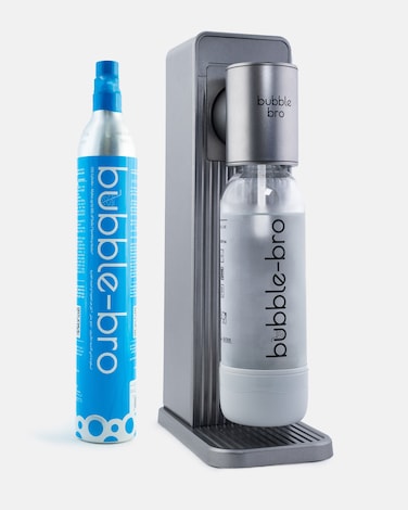 bubblebro Origin Sparkling Water Maker Starter Kit - Comes with a 1L BPA-Free Carbonating Bottle and a 60L CO₂ Cylinder - Enjoy Fresh Sparkling Water Anytime, Anywhere (Metallic Grey)