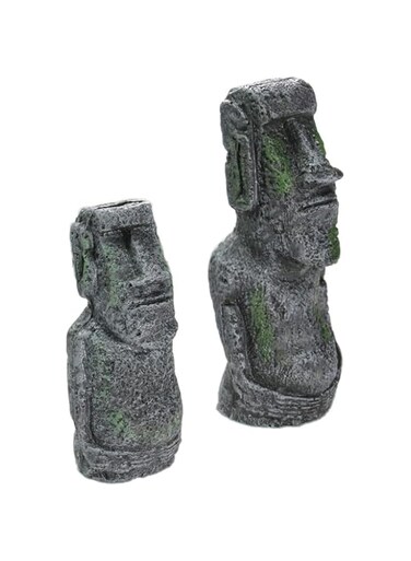 WANGCL Set of 2 Antique Easter Island Head Statue Aquarium Fish Tank Home Office Decor