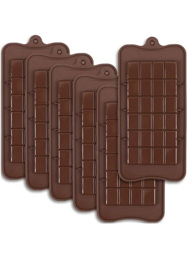 Newk Chocolate Silicone Molds, Break-Apart Candy and Energy Bar Silicone Molds, Pack of 6