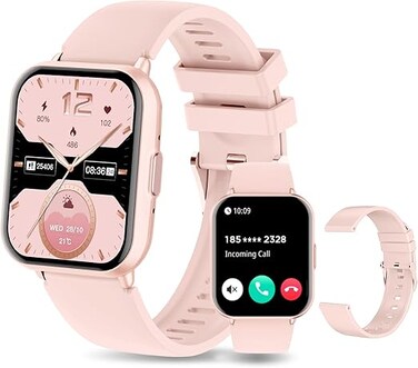 PEJE Smart Watches For Men,1.83" Display,Prayer Alerts,Arabic Support,Bluetooth Calls,1ATM Waterproof,Spo2/Hr/Sleep Tracking,123+ Sports Modes,7-Day Battery (280mah),Ios/Android.(Pink)