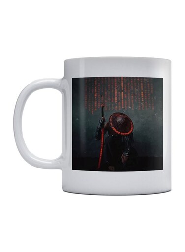 Samurai Printed Mug White/Orange/Black