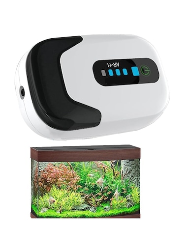 KOWVOWZ Aquarium Air Pump, Quiet Portable Oxygen Pump, USB Rechargeable Fish Tank Oxygen Pump with 1 Air Stone and Silicone Tube for Fish Tank Outdoor Fishing (1W/AR-11)