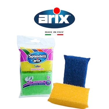 Arix Splendelli Colors No-Scratch Sponges 2 pcs - Gentle Cleaning, Residue-Free, Super Absorbent &amp; Non-Toxic for Delicate Surfaces