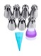 Decorating Tips Kit, 7 Nozzles Flower Frosting Icing Tips Russian Ball Piping Tips, 1 Reusable Silicone Bag,1 Couplers, Set of 9