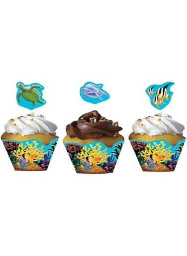 Creative Converting Ocean Party Cupcake Wrappers With Picks 12 Pieces
