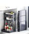 Organized Home Foldable kitchen spice rack，3-Tier Spice Rack Organizer with Storage Shelf, Kitchen Rack Organizer for Spice Can Sauce Jars Bottle,No Assembly Needed