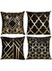 SYOSI Black and Gold Cushion Covers Pack of 4 Geometric Pillow Cases Square Decorative Throw Pillow Covers for Sofa Couch Outdoor 45x45 cm