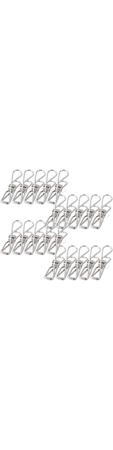 KongJies Clothes Pins Pegs, 20 Pieces Stainless Steel Windproof Laundry Hanging Wire Clips for Home Blanket Towel Clothes（6.5cm/2.56 Inch)