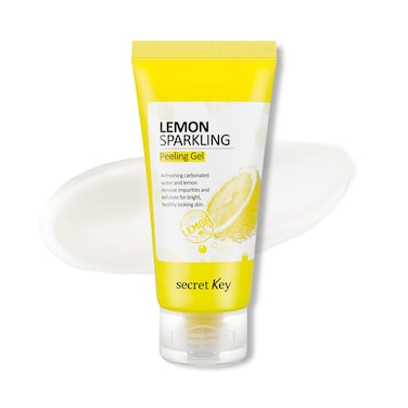 SECRETKEY Lemon Sparkling Peeling Gel, Deep Cleansing, Exfoliation, Skin Moisturization, Low Irritation for Sensitive Skin fl. 4.05 oz / 120 ml, Vitamin C and Refreshing Carbonated Water Synergy