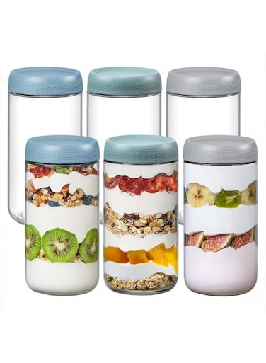 KUAIJI 25.36 oz Glass Jars 6 Pack Glass Jars with Airtight Lids, Overnight Oats Containers With Lids For Snacks, Yogurt, Chia Jar, Food Storage Containers