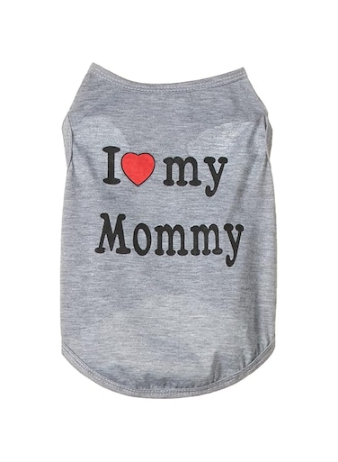 Fancy Paws Mumoo Bear Dog Shirts Pet Summer Vests Clothes I Love My Mommy Dog T Shirt, Printed Cotton T Shirt Vest for Small Dogs Puppy Cats Size S, Gray, Dog Shirt (mommy)