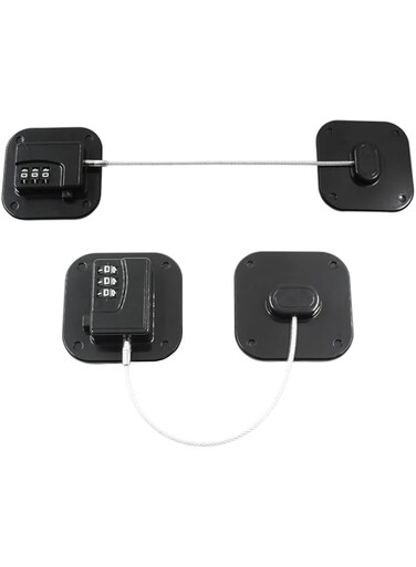 Hitefu 2PCS Refrigerator Lock Combination, 3 Number Digital Refrigerator Lock, Adhesive Freezer Door Lock for Child Safety, Suitable for Fridge, Drawer, Cabinet, Window and More(Black)