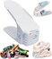 Adjustable Double Layer Shoe Slots Organizer Rack, 20 Pack White Shoe Space Saver for Sneakers &amp; High Heels