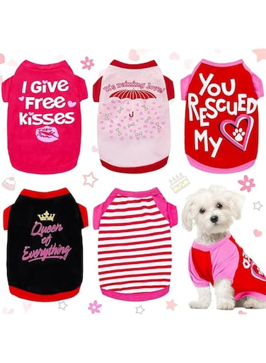 5 Pieces Dog Shirt for Small Dogs Girl Shirts Female Puppy Clothes for Bulldog Breathable T Shirt Vest (Style 1, L)