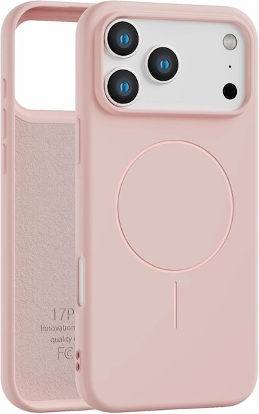 Silicone iPhone 17 Pro Max Pink Luxury Magnetic Compatible for iPhone Series &ndash; Shockproof, Slim Fit, Soft-Touch Protective Cover with Magnetic Wireless Charging Support