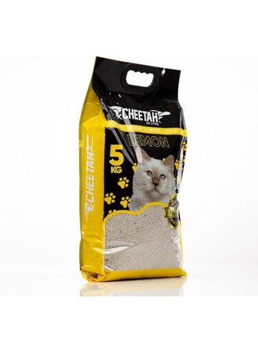 CHEETAH Cat Litter - 100% Strong Natural Clumping Bentonite, High Absorption, Low Dust, Odor Control, Easy Scooping, Non Flushable, Non-Stick Paw Formula, Lemon Scented, 5Kg (5.6L)