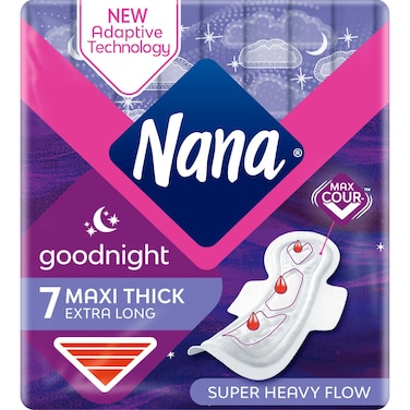 Nana Night Maxi Sanitary Pads with Wings Extra Long and Thick 7 Pads