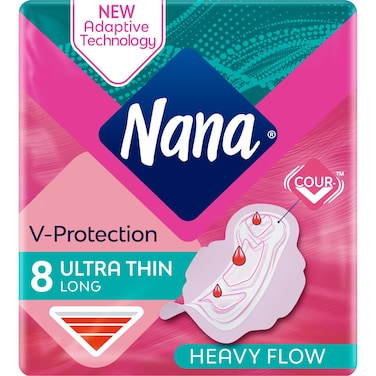 نانا فوط صحية طويلة فائقة الرقة بأجنحة 8 فوط
