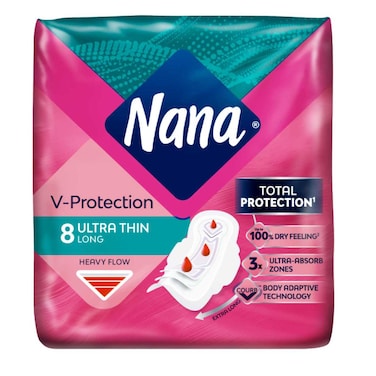 Nana Ultra Thin Long Sanitary Pads with Wings 8 Pads