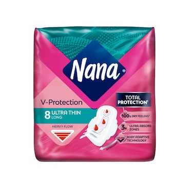 Nana Ultra Thin Long Sanitary Pads with Wings 8 Pads