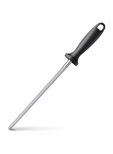 Knife Sharpener Rod, Kitchen Knives Sharpener Carbon Steel Professional Knife Sharpening Steel, Honing Rod with Hanging Holes (13 inches)