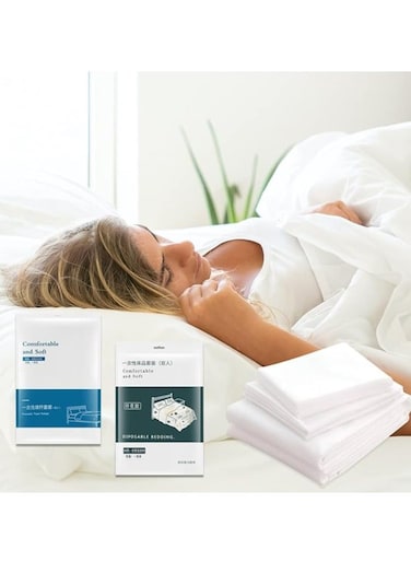 Disposable Bed Sheets Travel Bedding Cover Portable Bedspread Sheet &amp; Pillowcase Sets for Hotels &amp; Trips