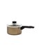 Aluminium Sauce Pan With CD Bottom, Heat-Resistant Exterior, Strong Bakelite Handle, Tempered Glass Lid With Steel Frame Gold 20cm