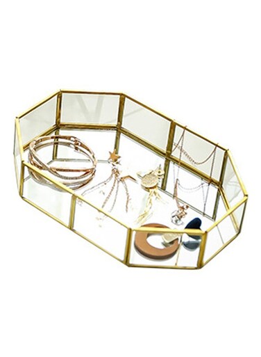 Brass Makeup Organizer Box Gold 20 x 14.2 x 4.5cm