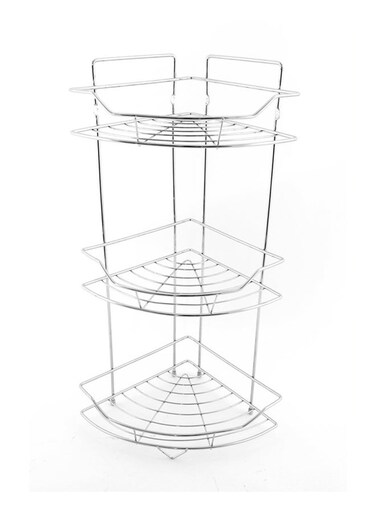 3-Tier Stainless Steel Corner Rack Silver 12cm