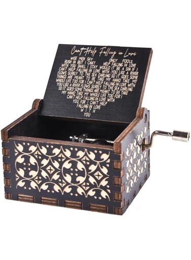 Wooden Music Box, Can't Help Falling in Love Wood Music Box, Antique Engraved Musical Boxes Case for Love One Music Box - Gifts for Lover, Boyfriend, Girlfriend, Wife