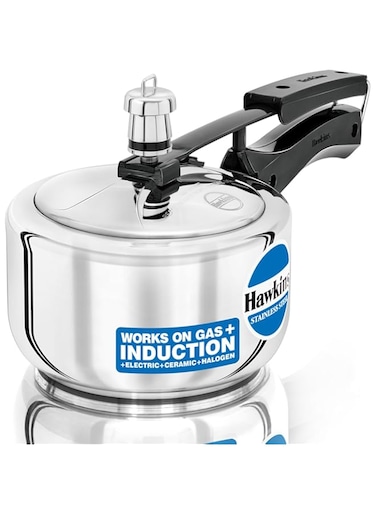 Hawkins 1.5 Litre Pressure Cooker, Stainless Steel Inner Lid Cooker, Induction Cooker, Small Cooker, Silver (HSS15)
