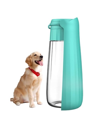 Oasisgalore Dog Travel Water Bottle, 550ml Dog Water Bottle Dog Cat Drinking Bottle, With Automatic Pump, Large Foldable Travel Water Bottle For Pets Outdoor（Green）
