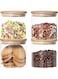 AKDC 4 Pack Glass Jars with Airtight Bamboo Lids, Glass Kitchen Canisters Clear Container for Food Storage of Dry Goods, Cookie, Candy, Spices, Coffee Beans and More, 18.6 OZ