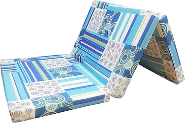 Karpentone Foam Mattress Folding Tri-3-Pieces Foldable Travel camp guest with Cover Hand Carry Mattress 180x90x7 CM (Multicolor)