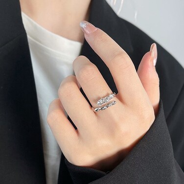 Ladies Light Luxury Snake Shaped Diamond Open Ring, Specification:J2939