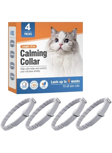 Oasisgalore 4 Pcs Calming Collar for Cats Cat Pheromone Calming Collar Stress (Gray)