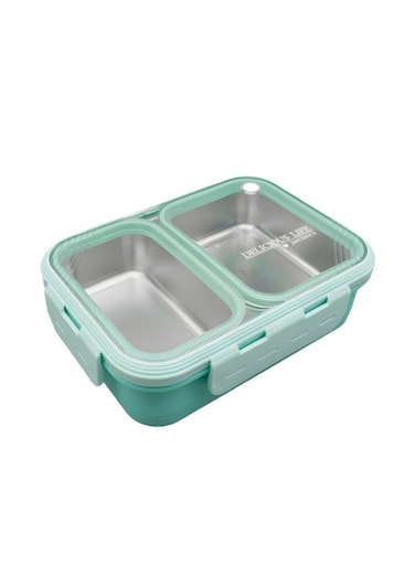 Bento Lunch Boxes, Leak Proof Stainless Steel Lunch Box for Kids, BPA Free Bento Box for Kids and Adults   Tiffin Box for Office and School (Green, 700 ML, 2 Compartment)
