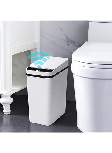 U-HOOME Smart Waste Bin Inductive Trash Can, Touchless Bathroom Trash Can with Lid Motion Sensor, Waterproof Garbage Bin, U-HOOME 12L Narrow Small Automatic Trash Can for Kitchen,Bedroom,Office,Toilet