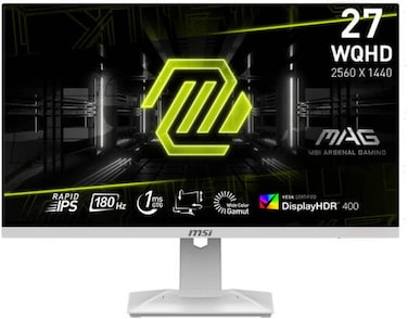 MSI MAG 274QRFW Gaming Monitor, 27&quot; WQHD Rapid IPS, 180Hz Refresh Rate, 1ms (GtG) Response Time, AMD FreeSync Technology, 1.07b Display Colors, White