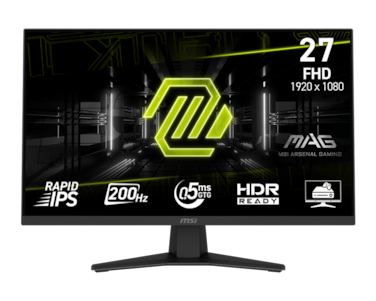 MSI MAG 274F Gaming Monitor, 27" Rapid IPS Display, FHD Resolution, 200Hz Refresh Rate, 0.5ms (GtG) Response Time, Adaptive-Sync Technology, 1.07b Color Display, Black