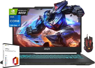 MSI 2024 Cyborg 15 Gaming Laptop, 15.6" FHD 144Hz, Intel 10-Core i7-13620H, 32GB DDR5, 2TB SSD, GeForce RTX 4050, Backlit KB, Wi-Fi 6, Win 11 H, with Microsoft Office Lifetime License &amp; Gaming Mouse
