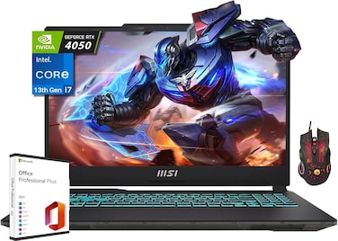 MSI 2024 Cyborg 15 Gaming Laptop, 15.6" FHD 144Hz, Intel 10-Core i7-13620H, 64GB DDR5, 1TB SSD, GeForce RTX 4050, Backlit KB, Wi-Fi 6, Win 11 H, with Microsoft Office Lifetime License &amp; Gaming Mouse