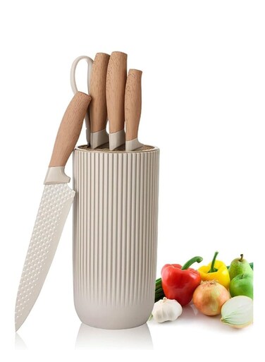 Knife Set, 6-Piece Professional Kitchen Knife Set for Chef, Super Sharp Knife Set with Universal Knife Block, Anti-Rust Stainless Steel Kitchen Knife Block Set, Ergonomical Design