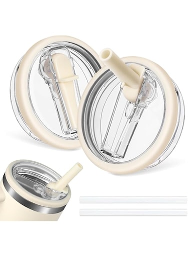 FALAHOM 2 Pack 40 oz Replacement Flip Top Straw Lids, Compatible with Stanley Quencher, Leak and Splash Proof Nonpareil Top Lids, Reusable Nonpareil Lids