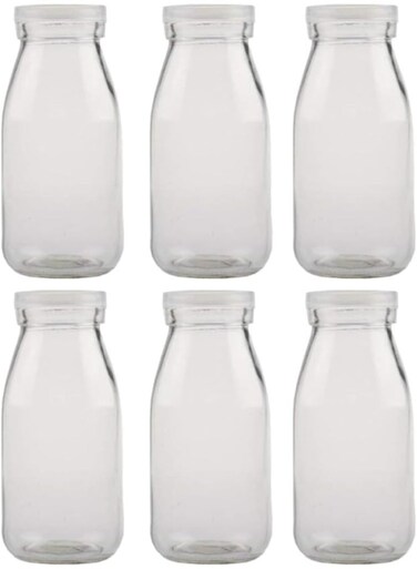 6 Pcs 200ml PLASTIC JUICE BOTTLES Clear REUSABLE DRINK CONTAINERS Small MILK BOTTLES BPA FREE SMOOTHIE WATER BOTTLES Leak Proof BEVERAGE STORAGE CONTAINERS Mini TRAVEL BOTTLES Juice Kombucha Detox Cold Press Juice Bottles