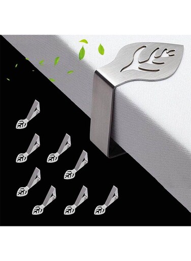 Cloth Clips for Outside Inside Table 8 Pcs, Leaf Design Dining Tablecloth Clips, Stainless Steel Tablecloth Clips Table Cover Clamps for Picnic Camping Outdoor Party Wedding